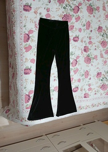 siyah İspanyol paça streç pantolon - Görsel 4