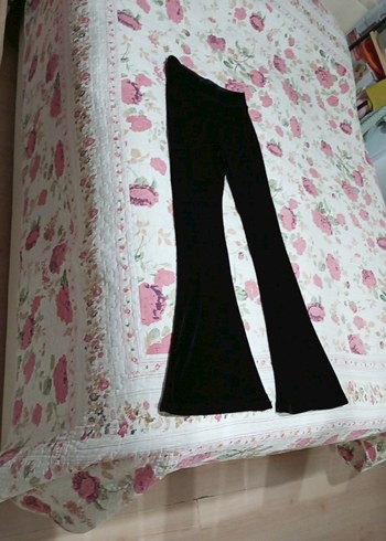 siyah İspanyol paça streç pantolon - Görsel 5