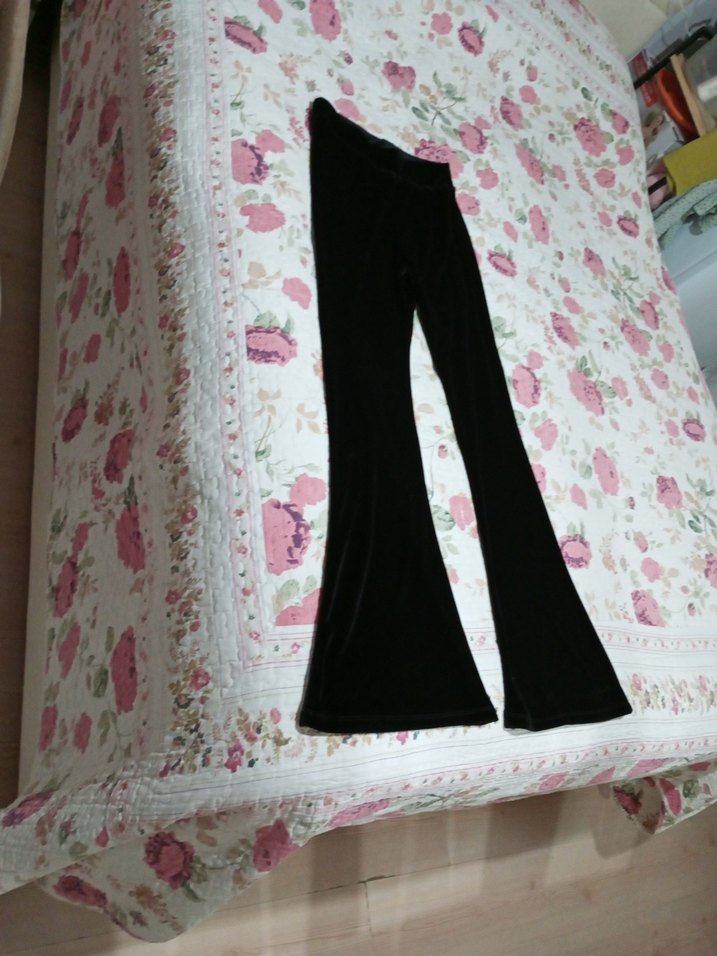 siyah İspanyol paça streç pantolon - Görsel 5