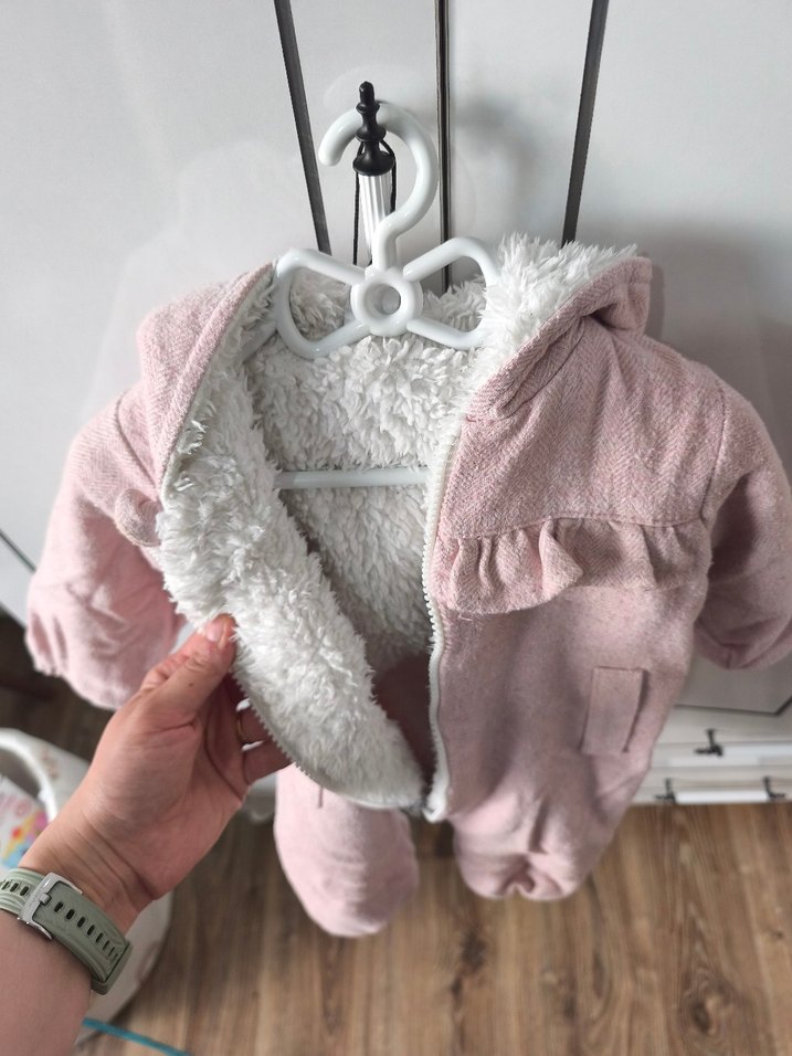 Kürklü Pembe Bebek Kış Tulumu - Görsel 3