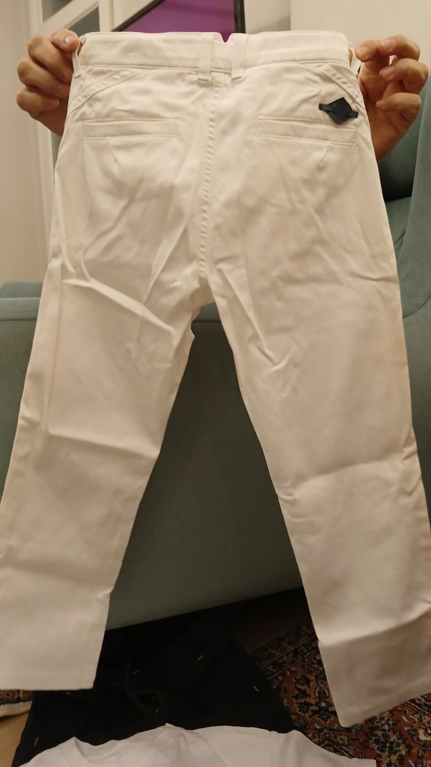 Erkek Çocuk Beyaz Pamuklu Pantolon Velcro - Görsel 3