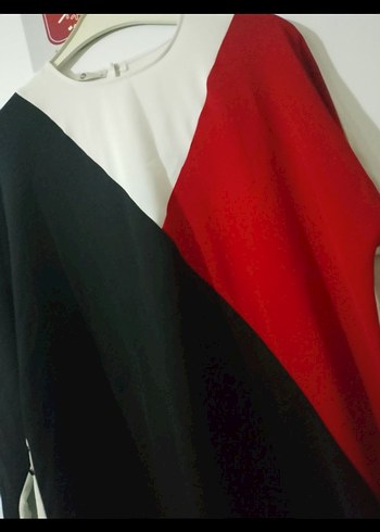 Kadın Kırmızı Siyah Beyaz Uzun Kollu Tunik - Görsel 3