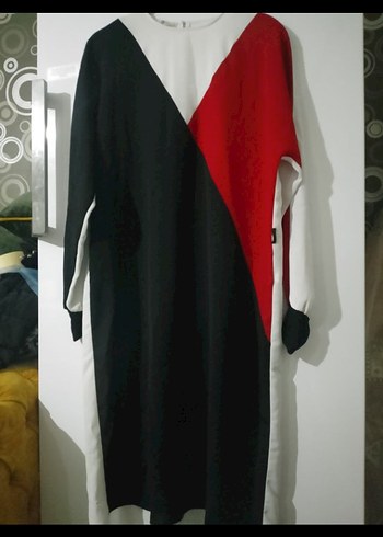 Kadın Kırmızı Siyah Beyaz Uzun Kollu Tunik - Görsel 2