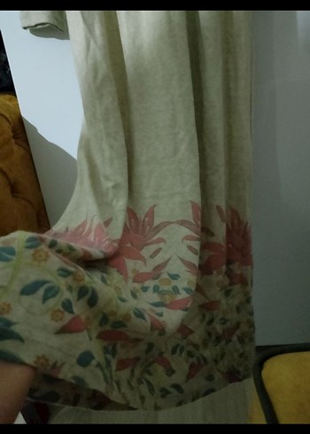 Nakışlı Bej Uzun Bohem Elbise - Görsel 2