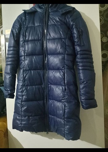 Lacivert Fermuarlı Kadın Kışlık Mont - Görsel 2