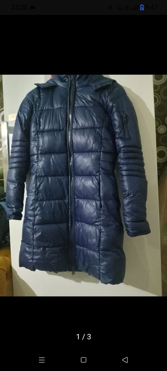 Lacivert Fermuarlı Kadın Kışlık Mont - Görsel 2