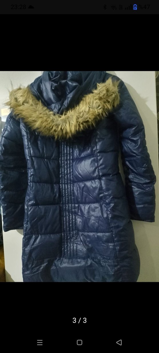 Lacivert Fermuarlı Kadın Kışlık Mont - Görsel 3