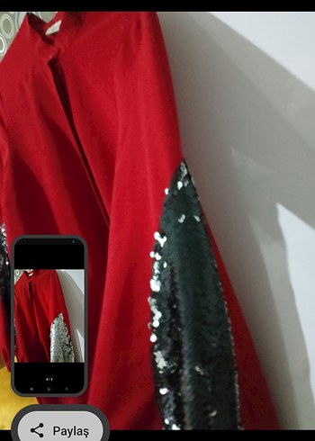 Uzun Kırmızı Kadın tunik - Görsel 4