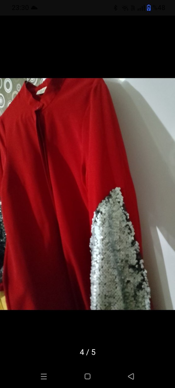 Uzun Kırmızı Kadın tunik - Görsel 3