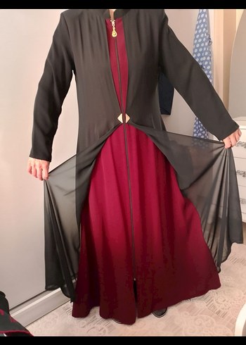 Bordo Siyah Ferace - Görsel 2