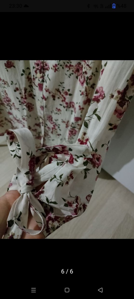 Pembe Çiçek Desenli Kısa Kollu Gömlek - Görsel 2