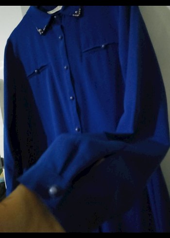 Düğmeli Mavi Kadın Tunik - Görsel 2