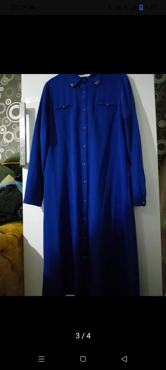 Düğmeli Mavi Kadın Tunik - Görsel 3