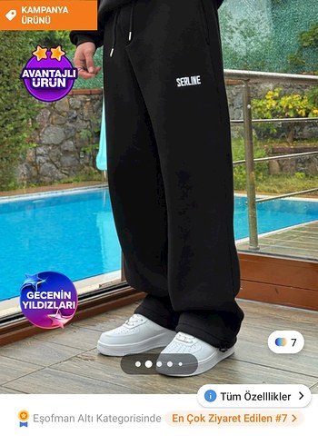 Siyah Spor Rahat Kesim Erkek Eşofman Altı - Görsel 3