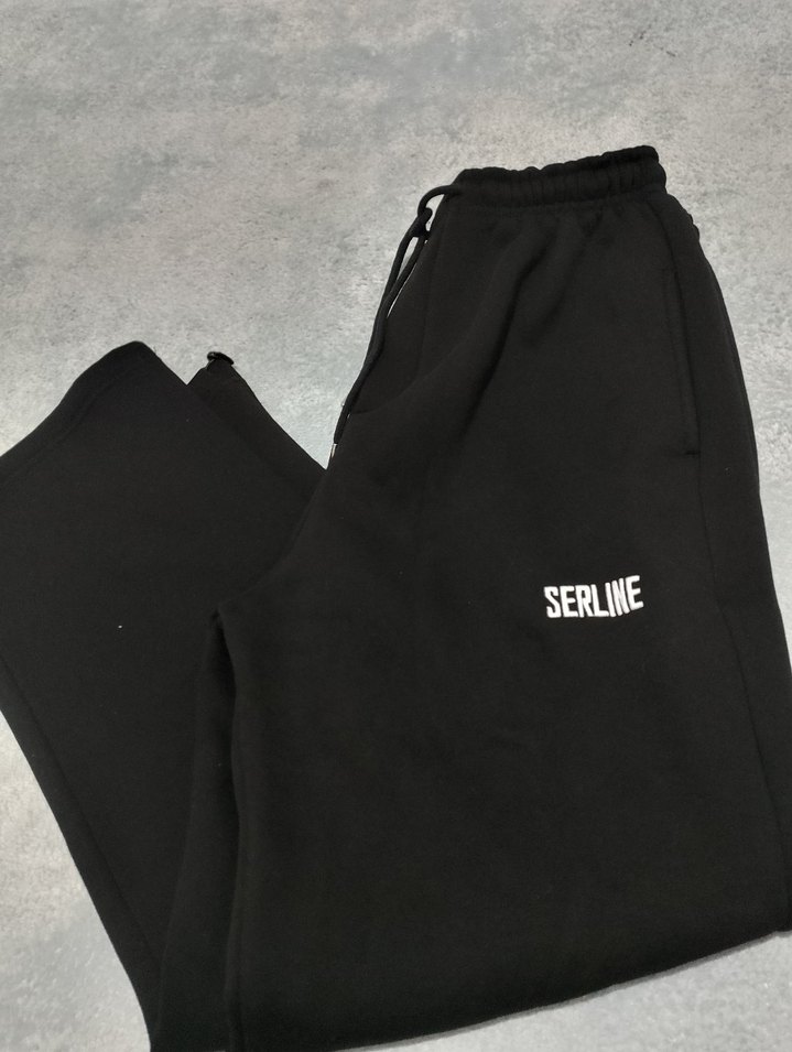 Siyah Spor Rahat Kesim Erkek Eşofman Altı - Görsel 5