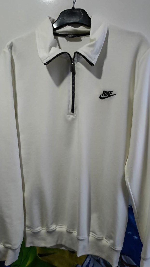 Nike Beyaz Fermuarlı Erkek Sweatshirt - Görsel 2