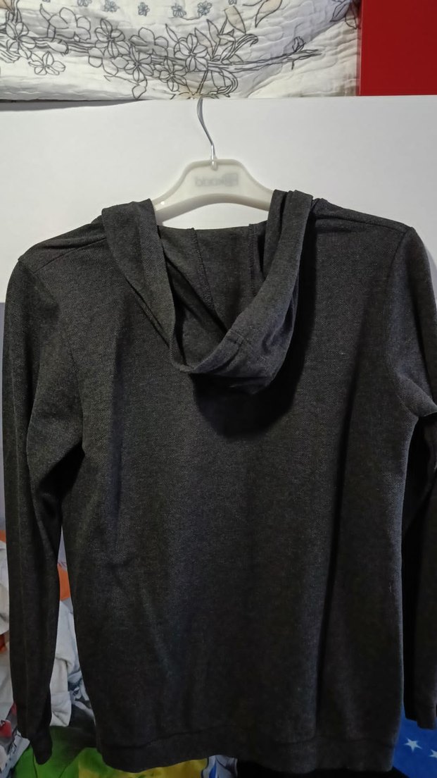 Gri Kapüşonlu Fermuarlı Erkek Çocuk Hırka - Görsel 2