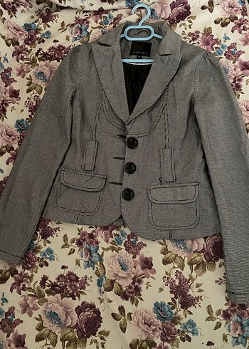 Düğmeli Gri Kadın Blazer Ceket