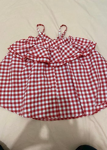 Denokids Kırmızı Kareli Kolsuz Kız Elbisesi
