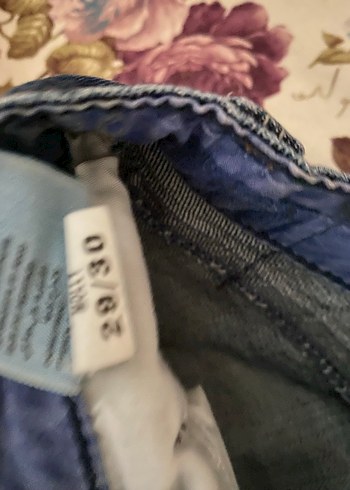 29 Beden mavi Renk Kadın Koyu Mavi Kuşaklı Bol Kesim Denim Pantolon