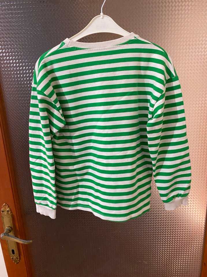 Kız Çocuk Yeşil Çizgili Sweatshirt - Görsel 3