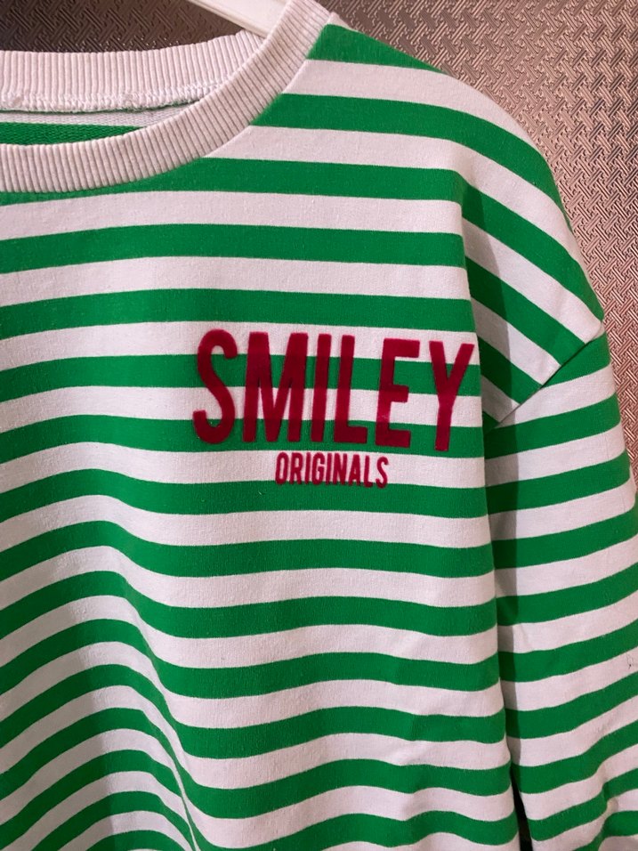 Kız Çocuk Yeşil Çizgili Sweatshirt - Görsel 2