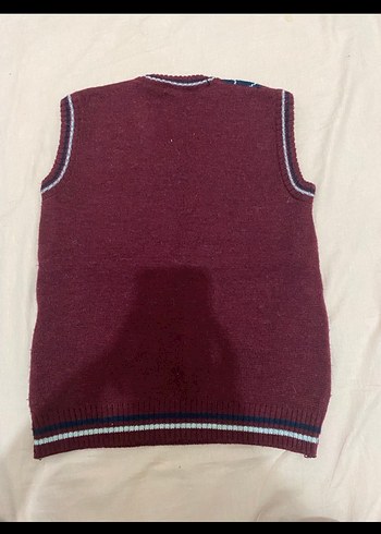 Bordo V Yaka Örgü Süveter - Görsel 2