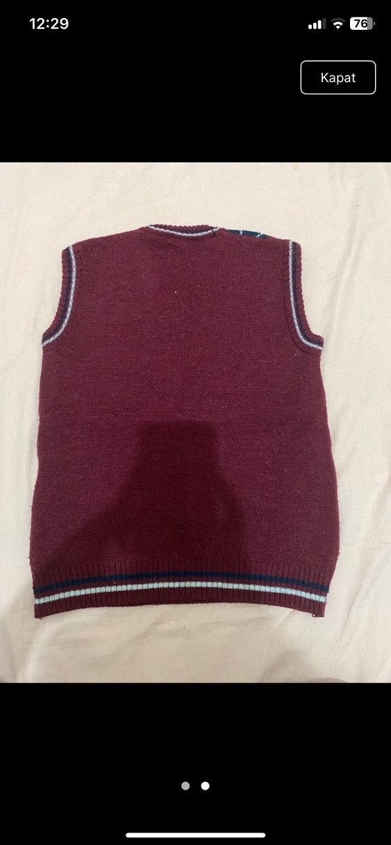 Bordo V Yaka Örgü Süveter - Görsel 2