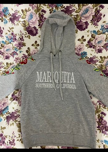 Gri Kapüşonlu Kadın Sweatshirt - Görsel 2