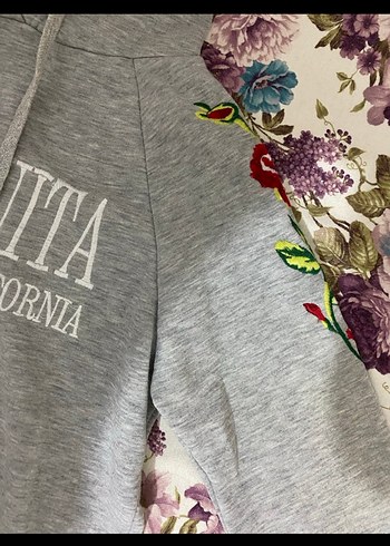 Gri Kapüşonlu Kadın Sweatshirt - Görsel 4