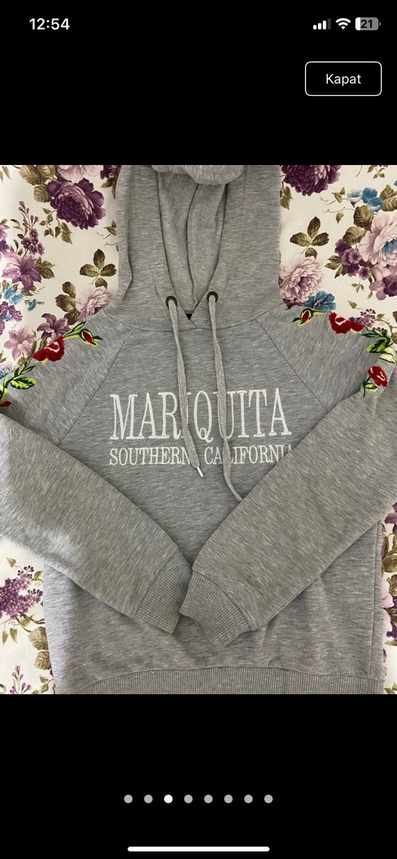 Gri Kapüşonlu Kadın Sweatshirt - Görsel 3