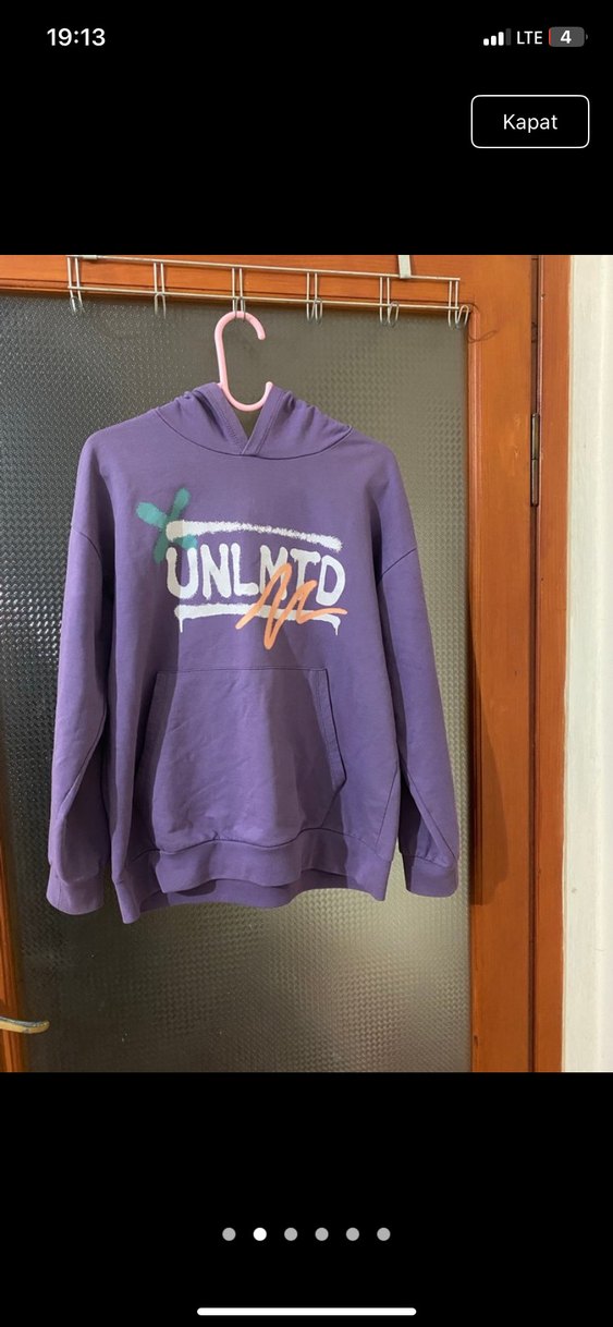Mor Kapüşonlu Kadın Sweatshirt - Görsel 2