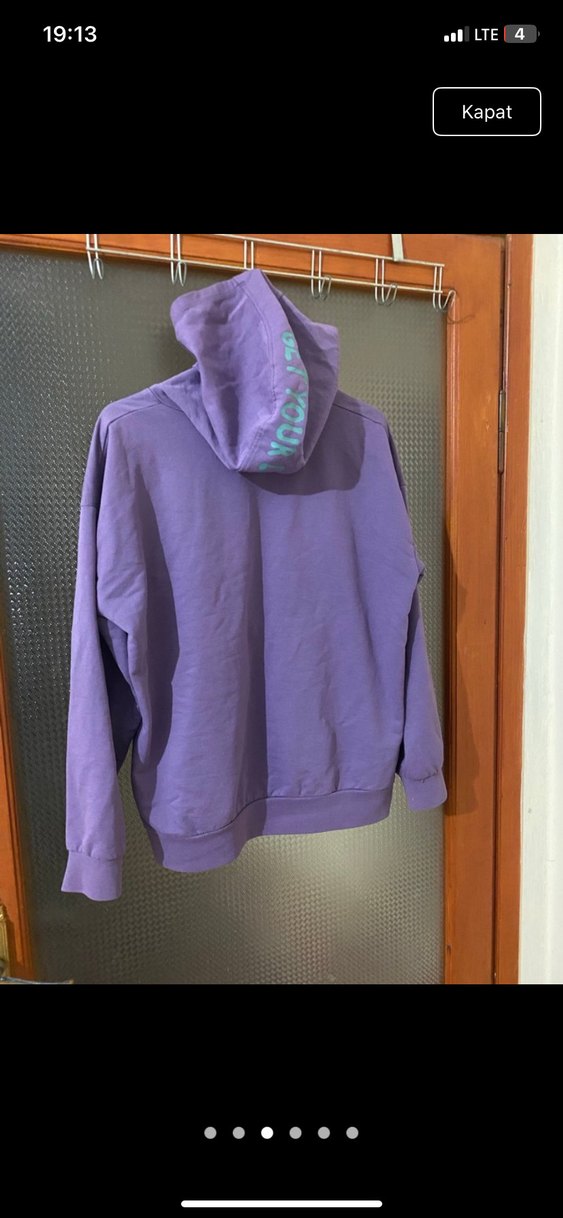 Mor Kapüşonlu Kadın Sweatshirt - Görsel 3