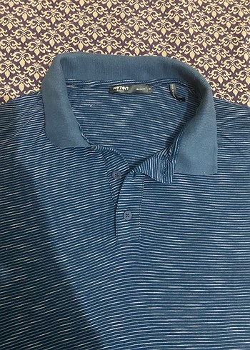 Erkek Mavi Polo Tişört, Kısa Kollu, Düğmeli - Görsel 3