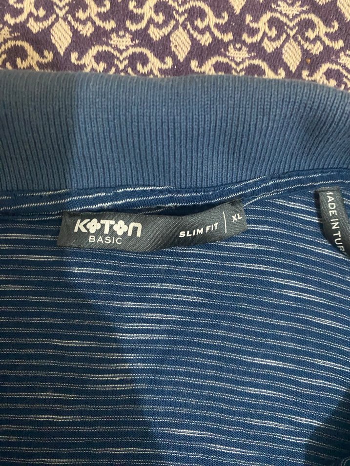 Erkek Mavi Polo Tişört, Kısa Kollu, Düğmeli - Görsel 2