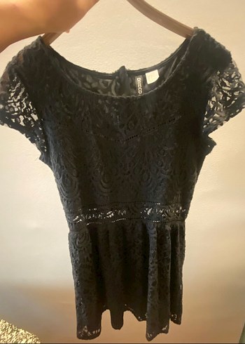H&M Dantelli Siyah Midi Goth Elbise