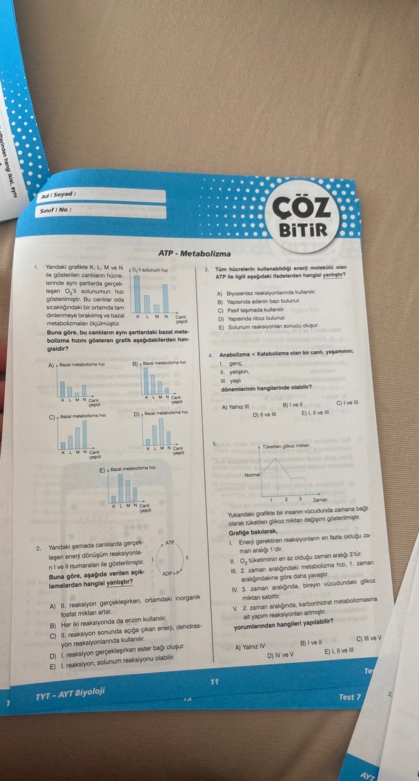TYT-AYT Biyoloji ÇÖZ BİTİR - Görsel 5