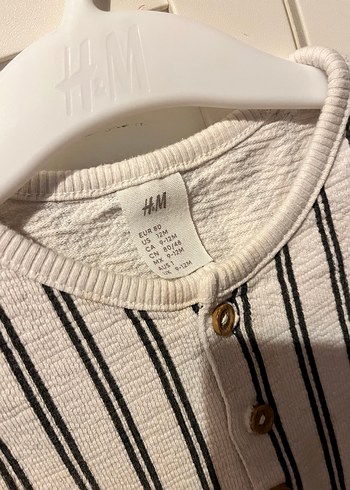 Düğmeli Çizgili havlu kumaş Bebek Tulumu - Görsel 3