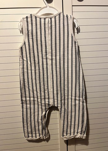 Düğmeli Çizgili havlu kumaş Bebek Tulumu - Görsel 2