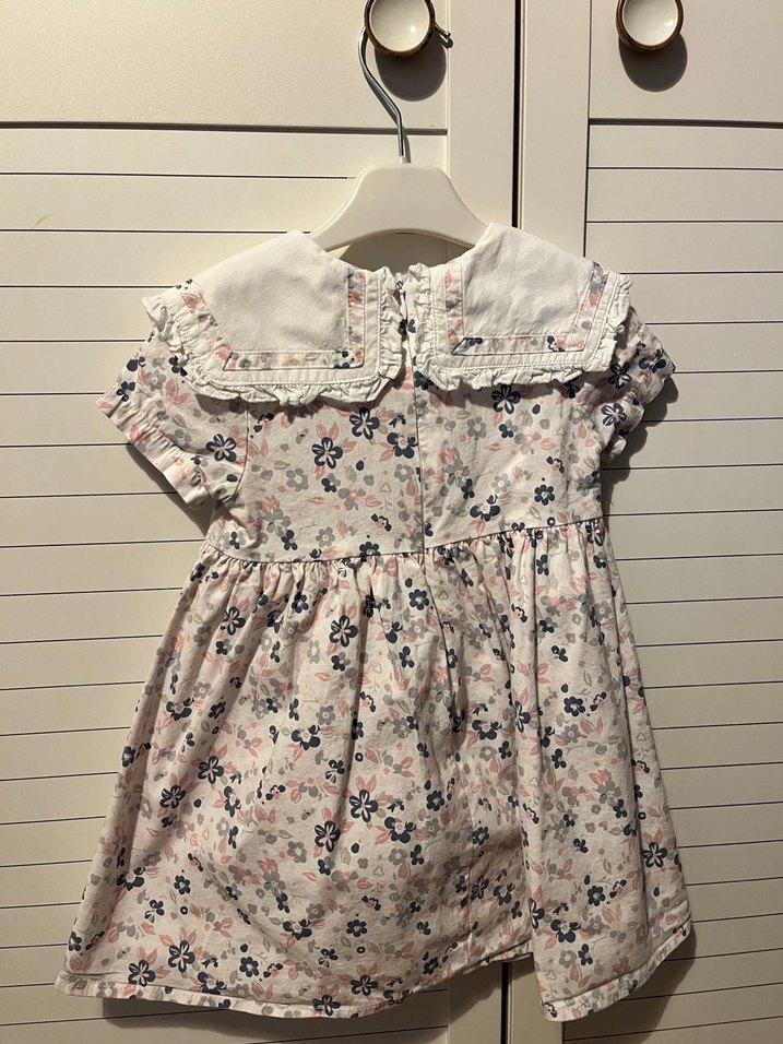 Beyaz Nakışlı Vintage Kız Elbisesi - Görsel 2