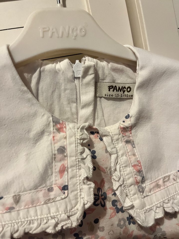 Beyaz Nakışlı Vintage Kız Elbisesi - Görsel 3