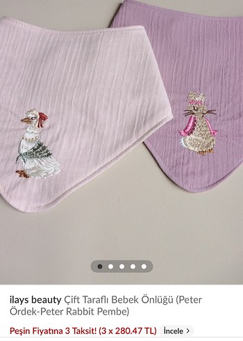 Nakışlı Bebek Önlüğü, mor ve bej Pastel Tonlar - Görsel 3