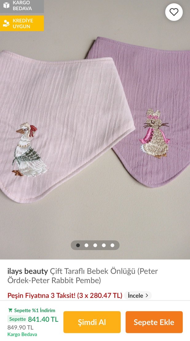 Nakışlı Bebek Önlüğü, mor ve bej Pastel Tonlar - Görsel 3