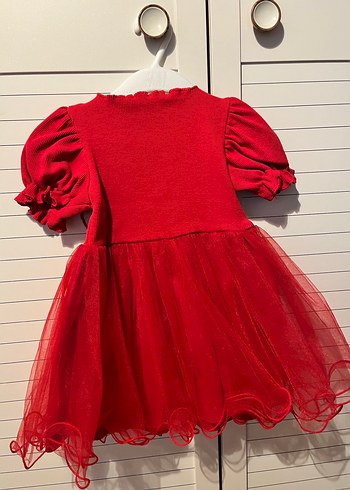 Kız Çocuk Kırmızı Tül Elbise Kanat Detaylı - Görsel 2
