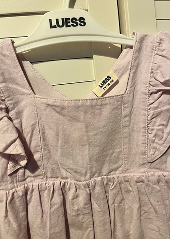 Kız Çocuk Keten lila Fırfırlı Elbise - Görsel 3