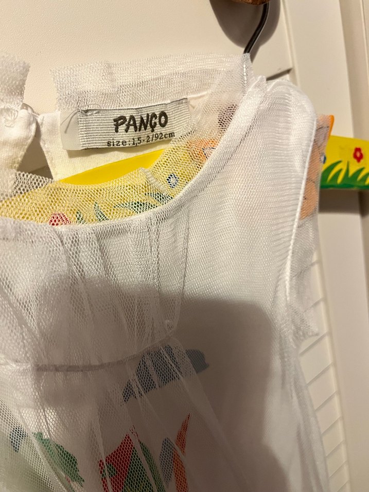 Kız Çocuk Beyaz Fırfırlı Tüllü Elbise - Görsel 3