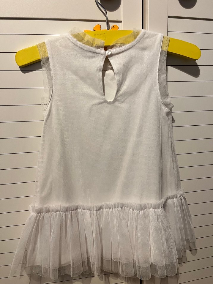 Kız Çocuk Beyaz Fırfırlı Tüllü Elbise - Görsel 2