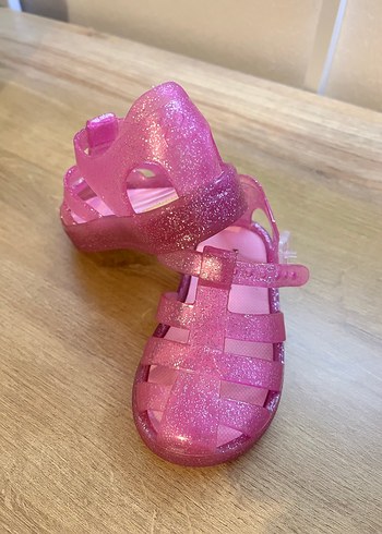 Pembe Parlak Simli Kız Sandalet - Görsel 2