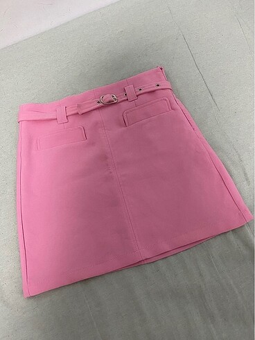 Pembe kemerli mini etek