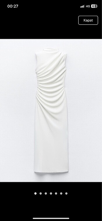 Zara Midi Boy Beyaz Elbise